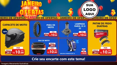 Modelo de TV para TV Horizontal com o tema Janeiro de Ofertas É Aqui! para Moto peças