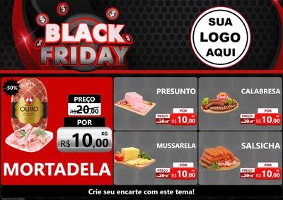 Modelo de Encarte para Encarte A4 Horizontal com o tema Black Friday para Frios e Laticínios
