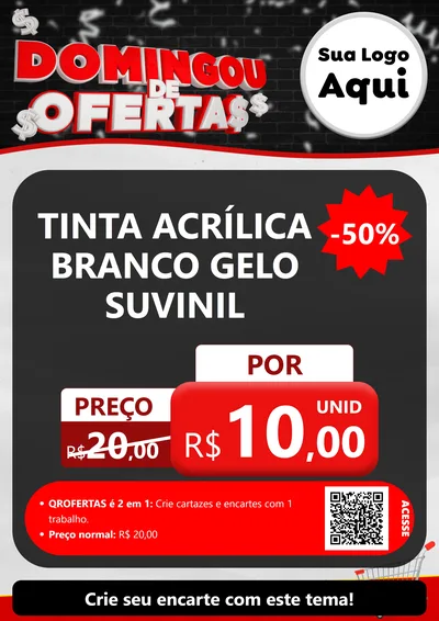 Modelo de Cartaz para Cartaz A4 Vertical com o tema Domingou de Ofertas para Tintas e Ferramentas