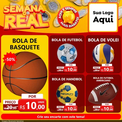 Modelo de Rede Social para Feed Facebook com o tema Semana do Real para Artigos Esportivos
