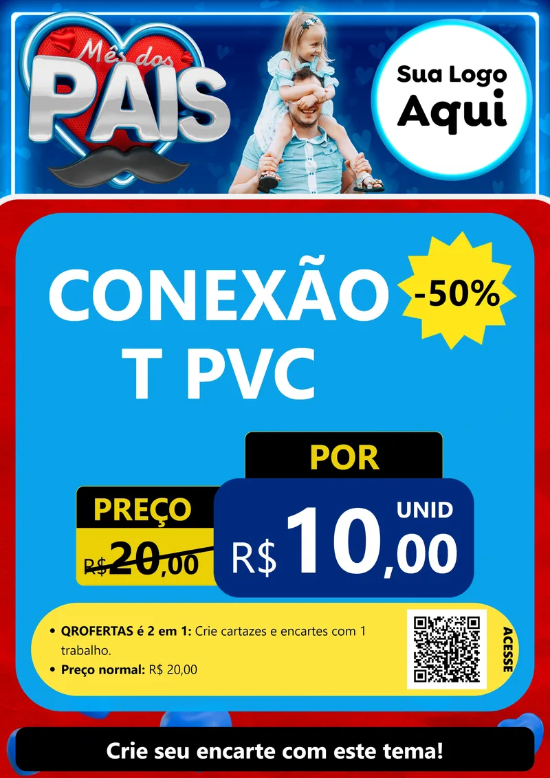 Modelo de Cartaz para Cartaz A4 Vertical com o tema Mês Dos Pais para Tubos e conexões