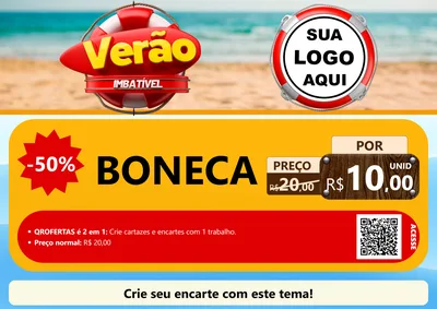 Modelo de Cartaz para Cartaz A4 Horizontal com o tema Verão Imbatível para Brinquedos