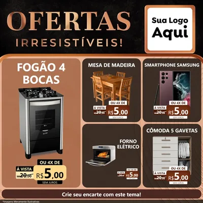 Modelo de Rede Social para Feed Facebook com o tema Ofertas Irresistíveis! para Móveis e Eletro