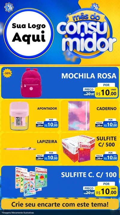 Modelo de TV para TV Vertical com o tema Mês do Consumidor para Papelaria