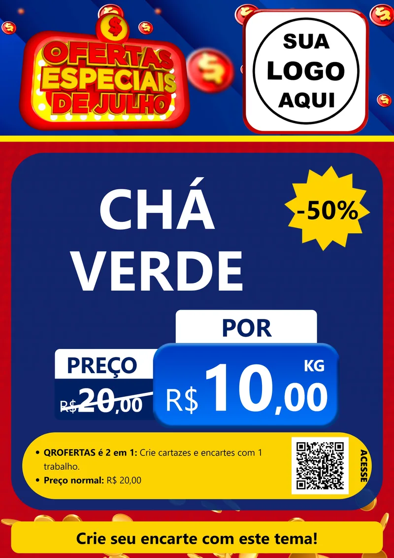 Modelo de Cartaz para Cartaz A4 Vertical com o tema Ofertas Especiais de Julho para Produtos Naturais