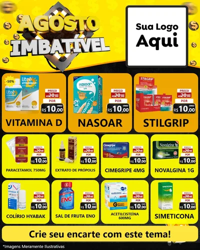 Modelo de Rede Social para Feed Instagram com o tema Agosto Imbatível para Farmácia