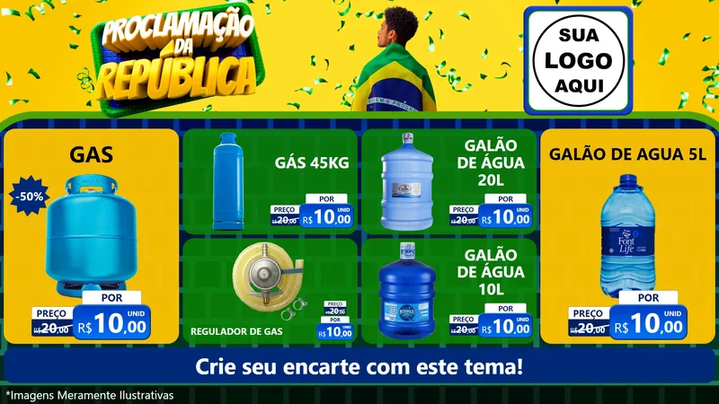Modelo de TV para TV Horizontal com o tema Proclamação da República para Água e gás