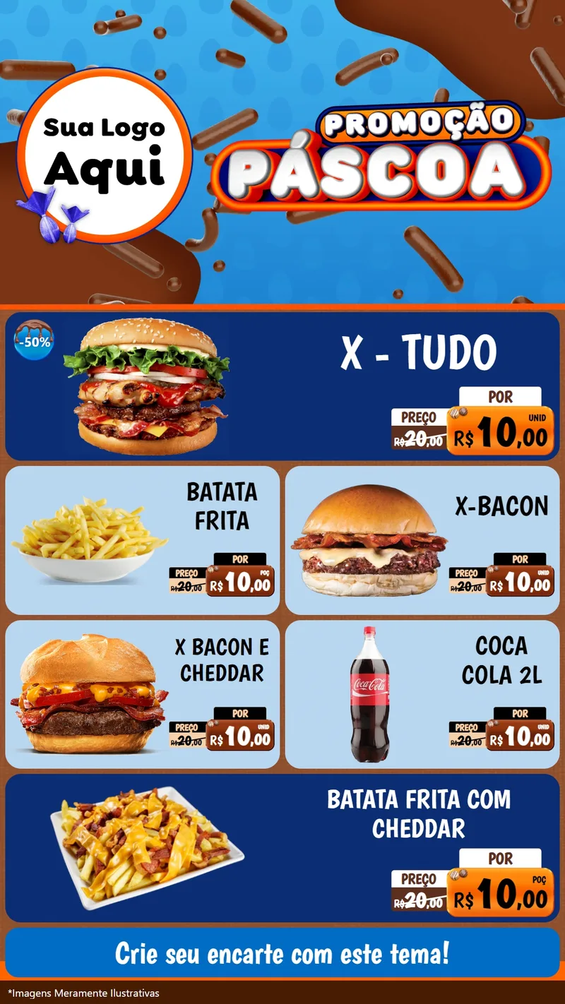 Modelo de TV para TV Vertical com o tema Promoção Páscoa para Hamburgueria