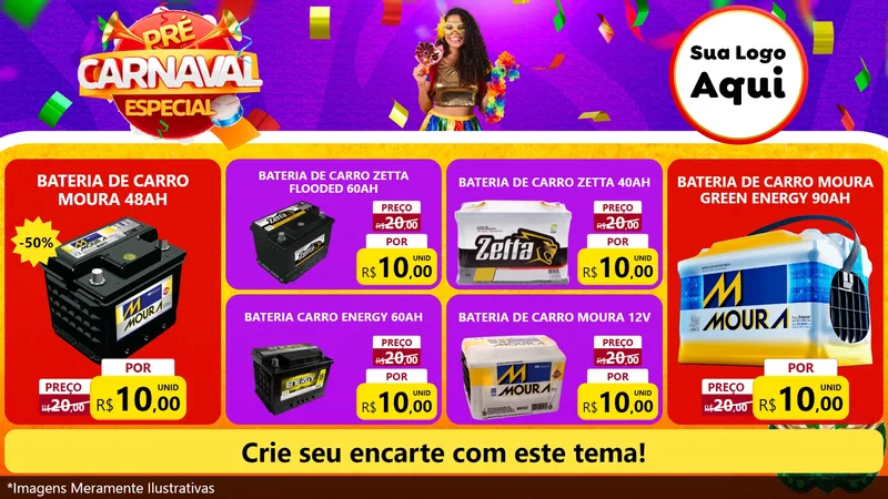 Modelo de TV para TV Horizontal com o tema Pré-Carnaval Especial para Baterias Elétricas