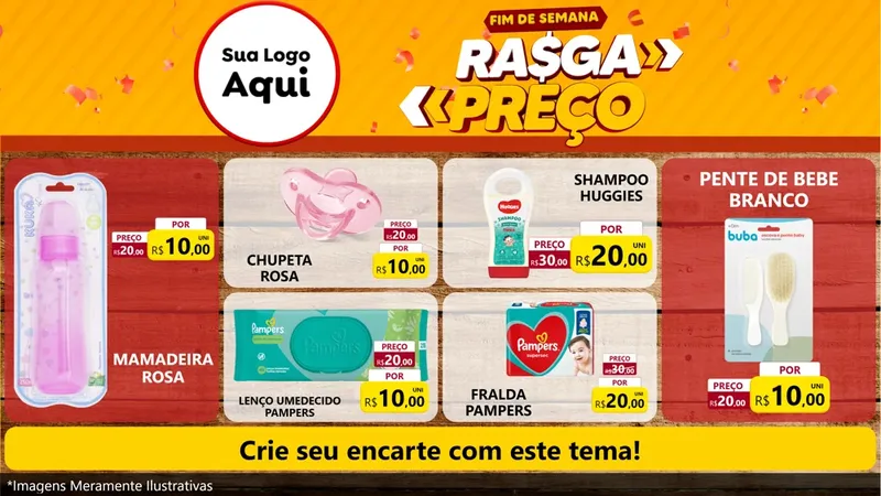 Modelo de TV para TV Horizontal com o tema Fim de Semana Rasga Preços para Bebês