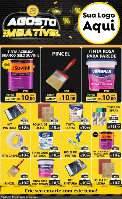 Modelo de Encarte para Encarte Grande com o tema Agosto Imbatível para Tintas e Ferramentas