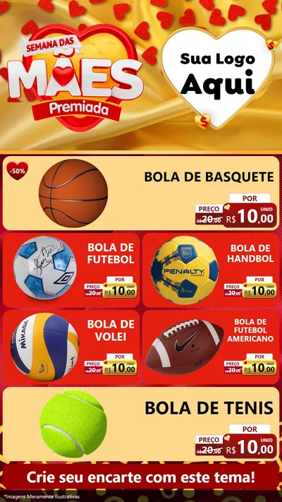 Modelo de TV para TV Vertical com o tema Semana das Mães Premiada para Artigos Esportivos