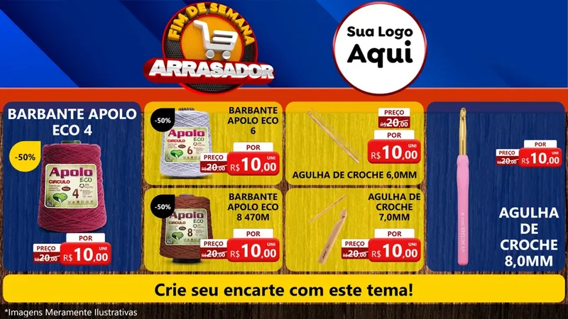Modelo de TV para TV Horizontal com o tema Fim De Semana Arrasador para Armarinho e Aviamentos