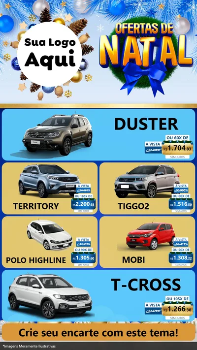 Modelo de TV para TV Vertical com o tema Ofertas de Natal para Concessionaria de Carros