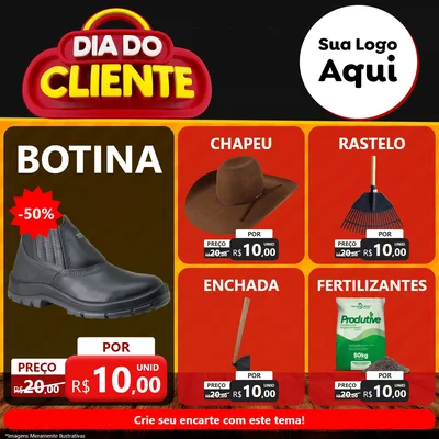 Modelo de Rede Social para Feed Facebook com o tema Dia do Cliente para Agropecuária