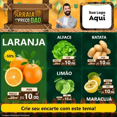 Modelo de Rede Social para Feed Facebook com o tema Arraiá do preço bão para Hortifrúti