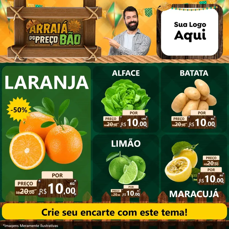 Modelo de Rede Social para Feed Facebook com o tema Arraiá do preço bão para Hortifrúti