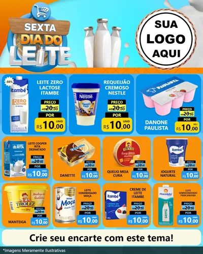 Modelo de Rede Social para Feed Instagram com o tema Sexta Dia do Leite para Frios e Laticínios