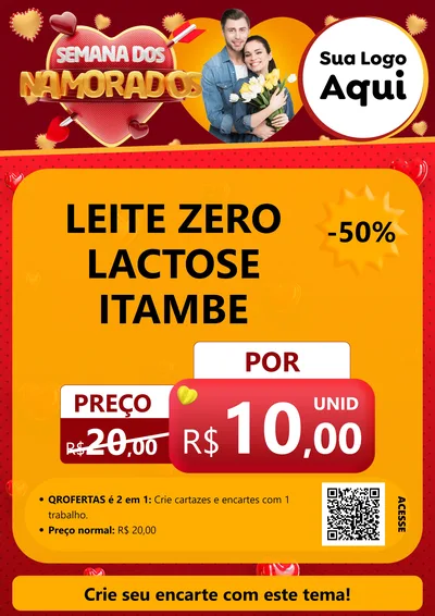 Modelo de Cartaz para Cartaz A4 Vertical com o tema Semana dos Namorados para Frios e Laticínios