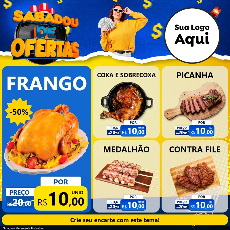 Modelo de Rede Social para Feed Facebook com o tema Sabadou de Ofertas para Assados