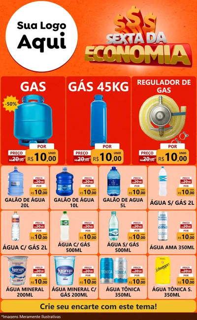 Modelo de Encarte para Encarte Grande com o tema Sexta da Economia para Água e gás
