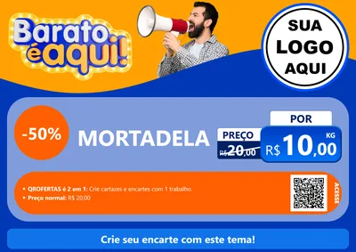 Modelo de Cartaz para Cartaz A4 Horizontal com o tema Barato é aqui para Frios e Laticínios