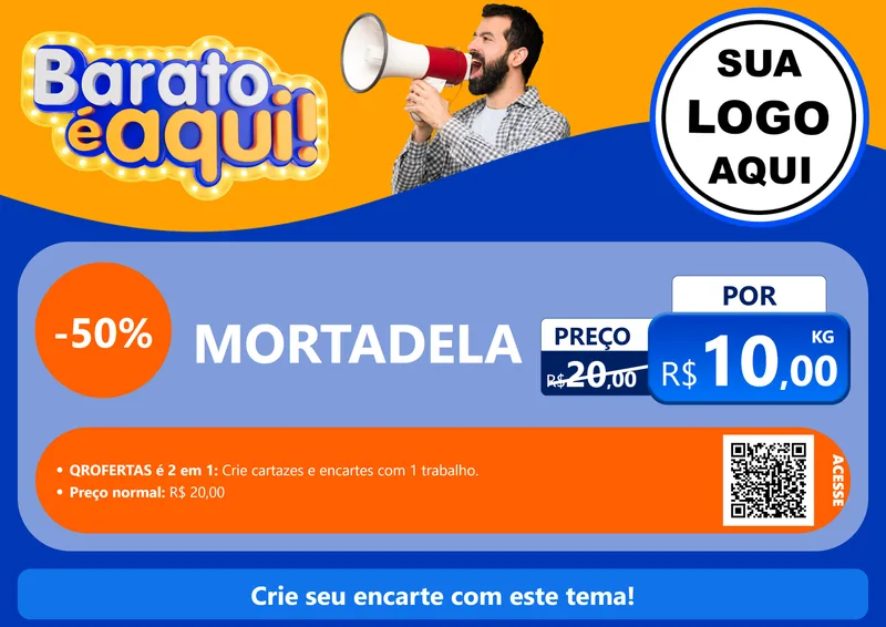 Modelo de Cartaz para Cartaz A4 Horizontal com o tema Barato é aqui para Frios e Laticínios