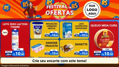 Modelo de TV para TV Horizontal com o tema Festival de Ofertas para Frios e Laticínios