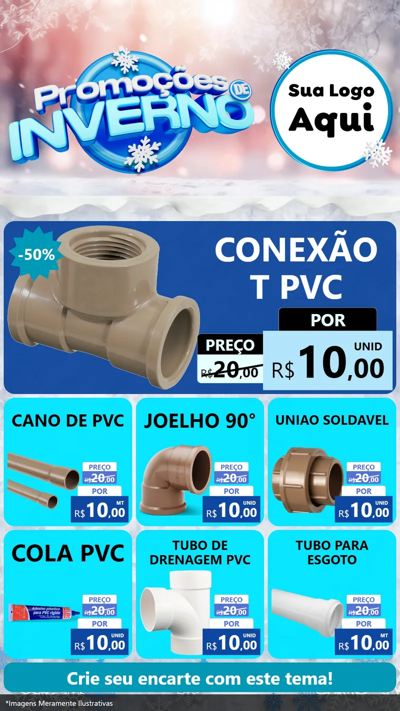 Modelo de Rede Social para Stories com o tema Promoções de Inverno para Tubos e conexões