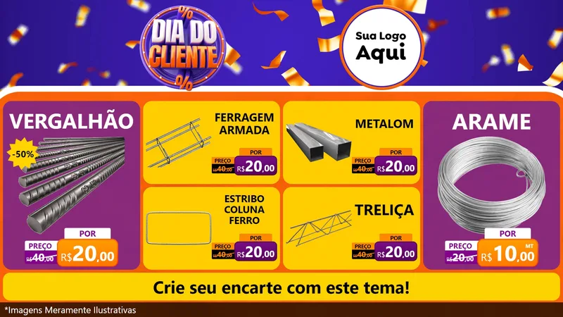 Modelo de TV para TV Horizontal com o tema Dia do Cliente para Ferragens