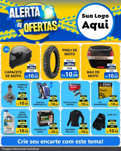 Modelo de Rede Social para Feed Instagram com o tema Alerta de Ofertas para Moto peças