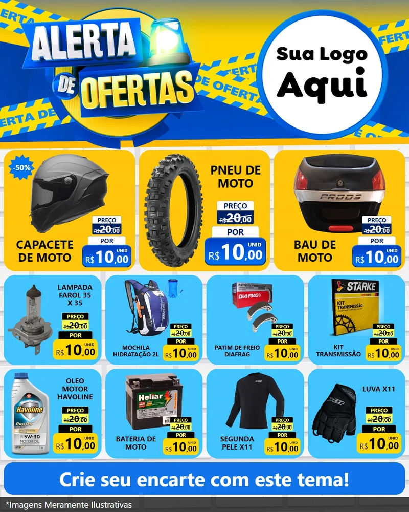 Modelo de Rede Social para Feed Instagram com o tema Alerta de Ofertas para Moto peças