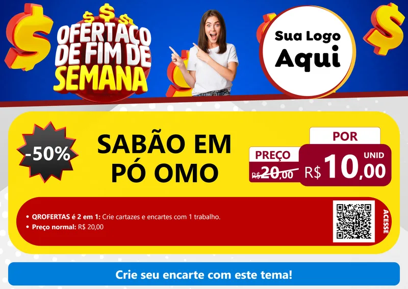 Modelo de Cartaz para Cartaz A4 Horizontal com o tema Ofertaço de Fim de Semana para Produtos de Limpeza