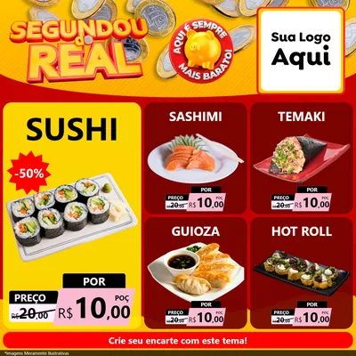 Modelo de Rede Social para Feed Facebook com o tema Segundou do Real para Comida japonesa