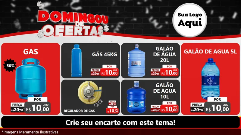 Modelo de TV para TV Horizontal com o tema Domingou de Ofertas para Água e gás