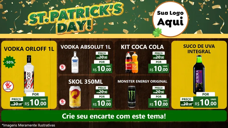 Modelo de TV para TV Horizontal com o tema St Patriks Day para Distribuidora de bebidas