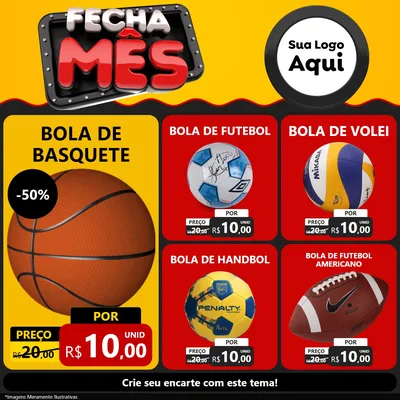 Modelo de Rede Social para Feed Facebook com o tema Fecha Mês para Artigos Esportivos