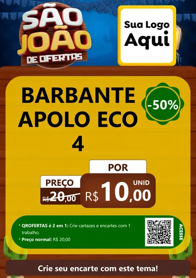 Modelo de Cartaz para Cartaz A4 Vertical com o tema São João Ofertas Imbatíveis! - Junina para Armarinho e Aviamentos