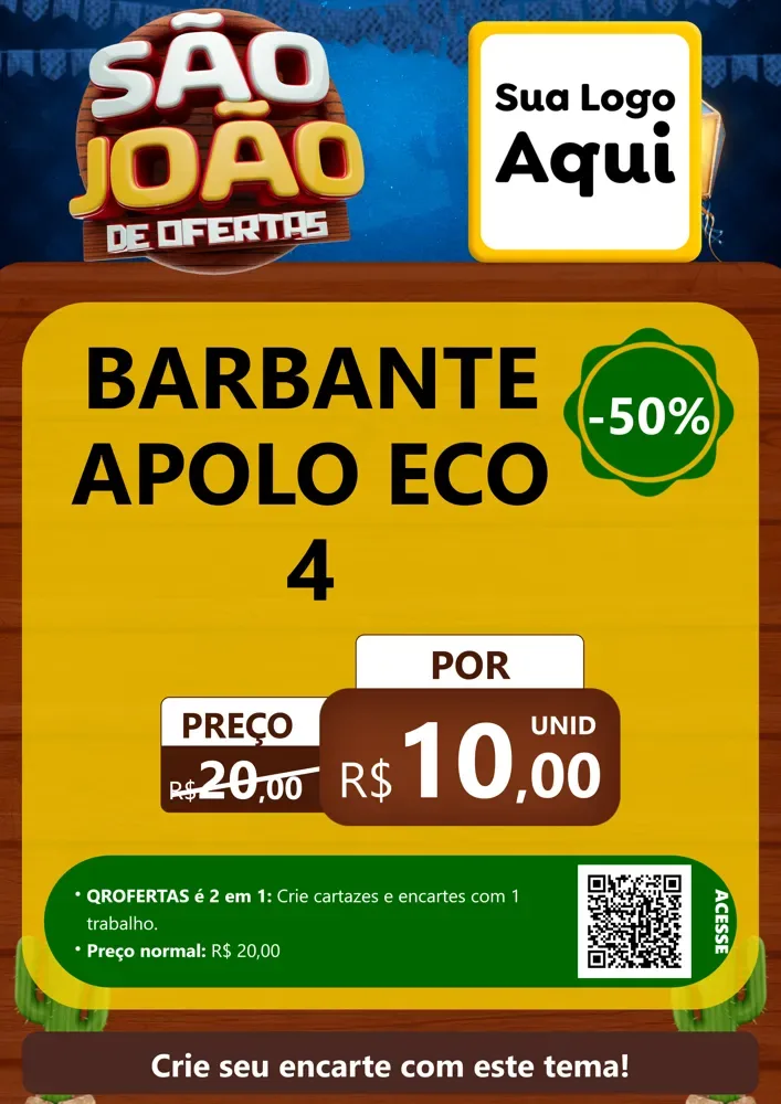 Modelo de Cartaz para Cartaz A4 Vertical com o tema São João Ofertas Imbatíveis! - Junina para Armarinho e Aviamentos