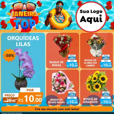 Modelo de Rede Social para Feed Facebook com o tema Janeiro Top para Floricultura e jardim