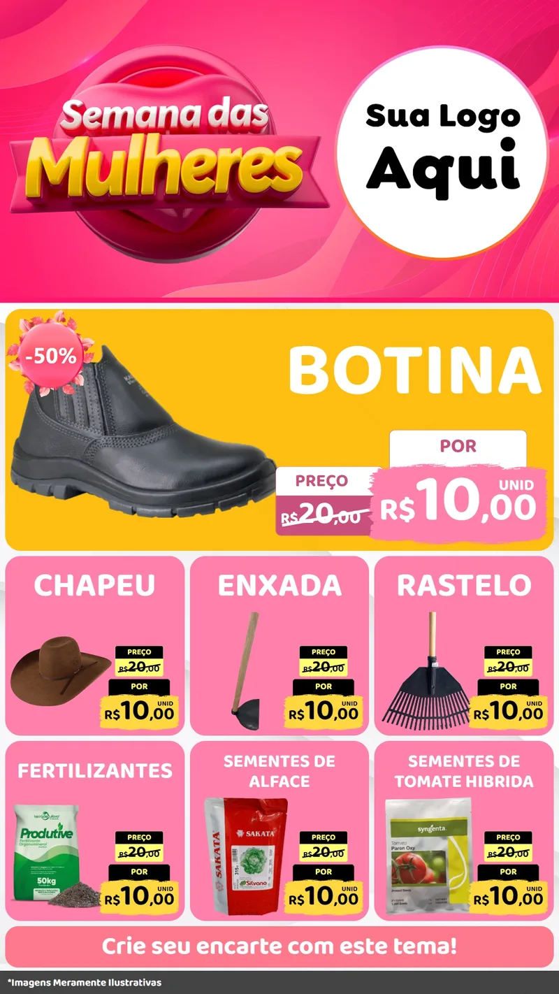 Modelo de Rede Social para Stories com o tema Semana das Mulheres para Agropecuária