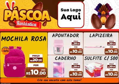 Modelo de Encarte para Encarte A4 Horizontal com o tema Páscoa Fantástica para Papelaria