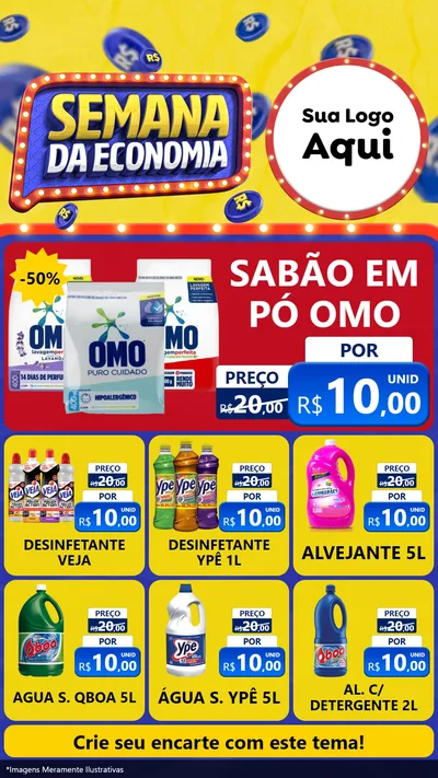 Modelo de Rede Social para Stories com o tema Semana da Economia para Produtos de Limpeza