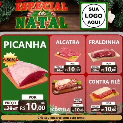 Modelo de Rede Social para Feed Facebook com o tema Especial de Natal para Açougue