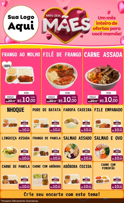 Modelo de Encarte para Encarte Grande com o tema Mês das Mães para Restaurante