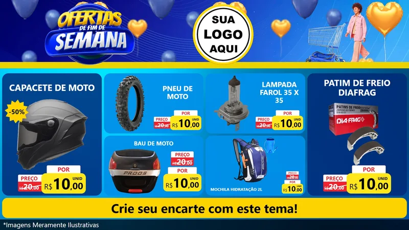 Modelo de TV para TV Horizontal com o tema Ofertas de Fim de Semana para Moto peças