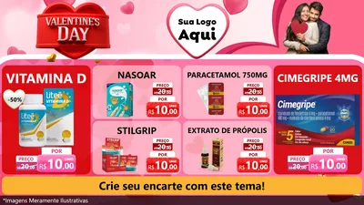 Modelo de TV para TV Horizontal com o tema Valentine's Day para Farmácia