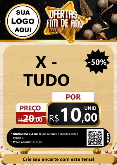 Modelo de Cartaz para Cartaz A4 Vertical com o tema Ofertas de Fim de Ano para Hamburgueria