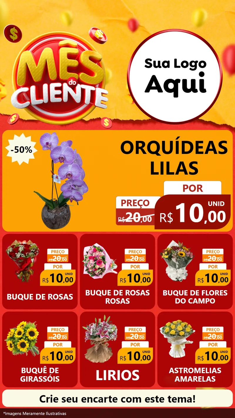 Modelo de Rede Social para Stories com o tema Mês do Cliente para Floricultura e jardim