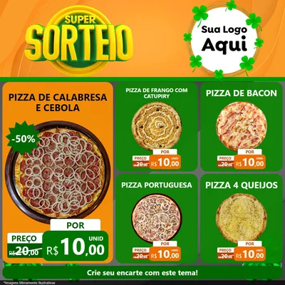Modelo de Rede Social para Feed Facebook com o tema Super Sorteio para Pizzaria